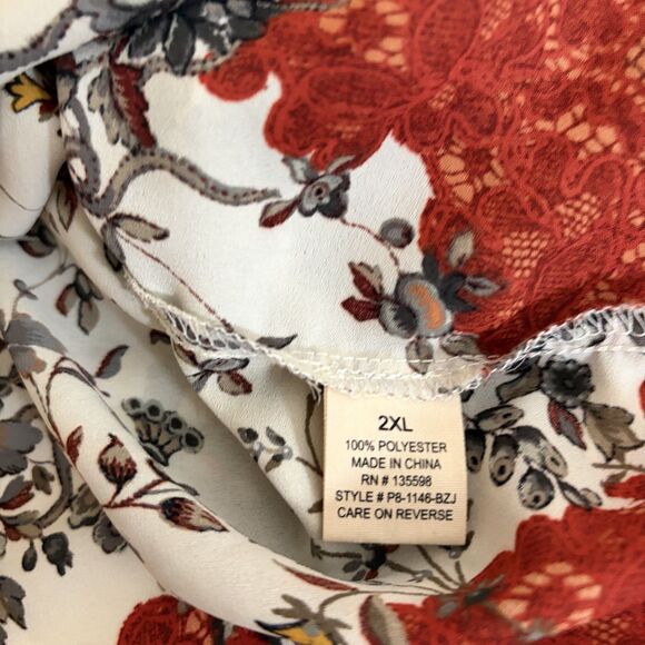 Liberty Love Sweater Women's 2XL Floral Open Kimono Lightweight Cardigan - Picture 7 of 8